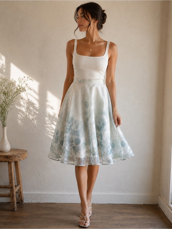 Rachel Zoe Dresses & Skirts - Rachel Zoe High Waist Sheer Whimsical Botanical Circle Skirt Midi Sz M Fairycore